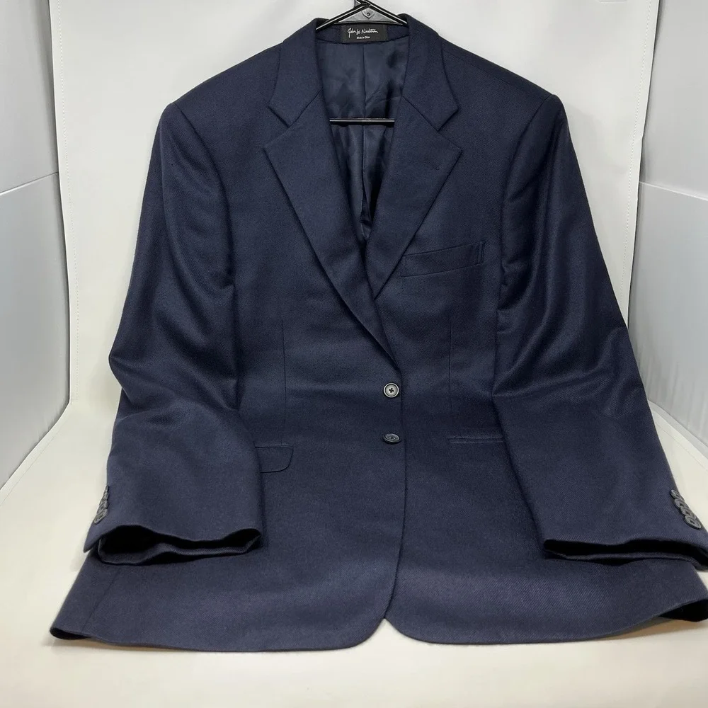 John W Nordstrom Loro Piana 100% Cashmere Suit Blazer Jacket Navy Blue Mens 42L